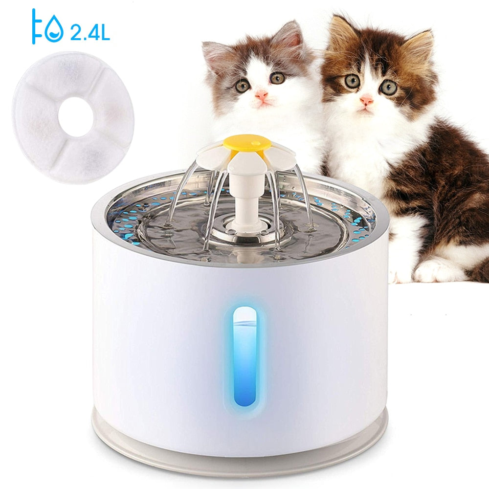 2.4L Automatic Pet Cat Water Fountain With LED